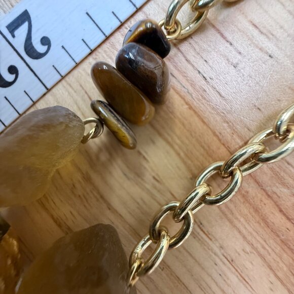 Gold-Tone Multi-Strand Necklace W/ Brown & Black Beads Chunky Design Fashion Jew - Picture 12 of 16